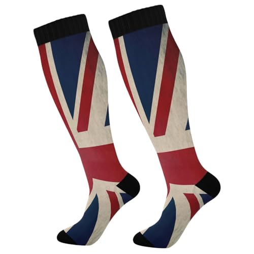 ALAZA Beautiful Union Jack Compression Socks for Women Men Circulation Long Socks Running Athletic Cycling