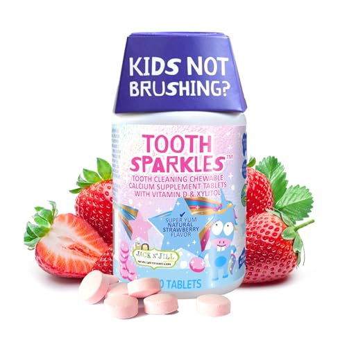 Image of Jack N Jill Tooth Sparkles, Teeth Cleaning Chews, Strawberry, 60 Tablets