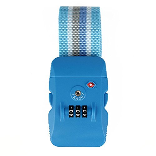 Cierre de equipaje, Minkoll Correas Bolsa Maleta Embalaje TSA Correa de Seguridad Cinturón Contraseña Cerradura (Azul)