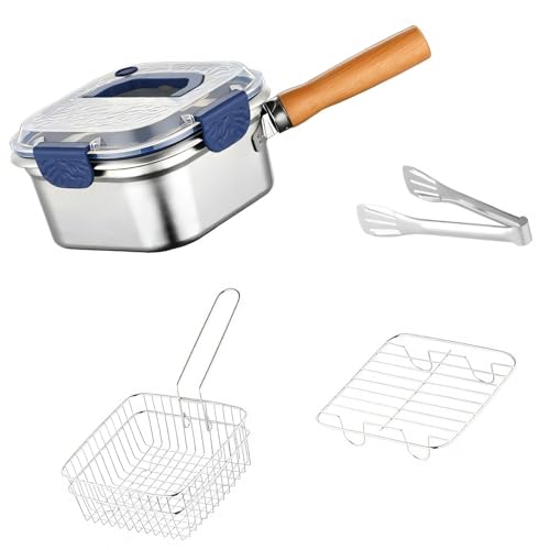 Appareil de cuisine multifonction inox et panier à frire avec couvercle