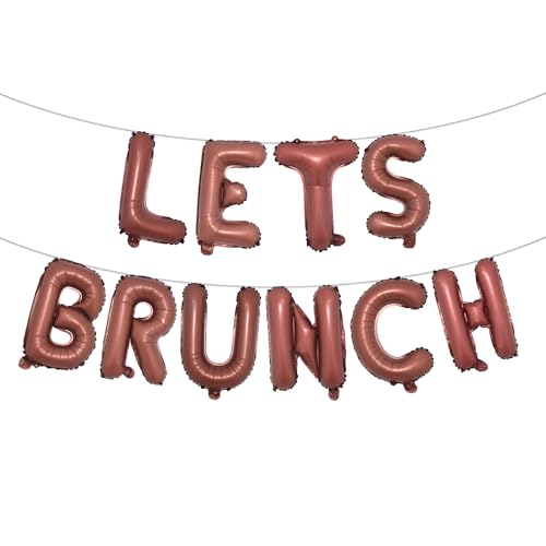 Image of Lets Brunch Decoration Brunch and Bubbly Bridal Shower Decoration Lets Brunch Sign Banner Floral Bridal Shower Decoration (LETS BRUNCH Chocolate)