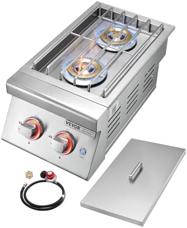 Natural Gas Side Burner – Are These 5 Picks Worth Your Investment? 4 VEVOR Double Grilling Side Burners, 2 x 17,000BTU Liquid Propane Side Burner for Outdoor Kitchen, Convertible to Natural Gas, 304 Stainless Steel Built-in Double Burners with LED for BBQ Grill Island