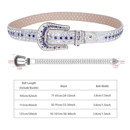 Mnjyihy Men Women Carved Flower Buckle Rhinestone Belt Western Cowgirl Studded Design Leather Belt3