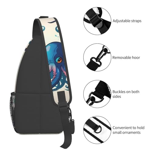 Mochila bandolera con diseño pulpo azul y púrpura miniatura 5