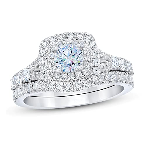 1-1/5 Carat Bridal Set Moissanite Engagement Rings for women Platinum Plated Silver Ring Moissanite Rings