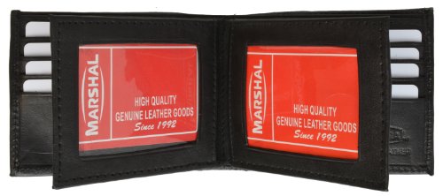MARSHAL Soft Leather Lambskin Wallet with Center Flap ID Card Credit Card Wallet