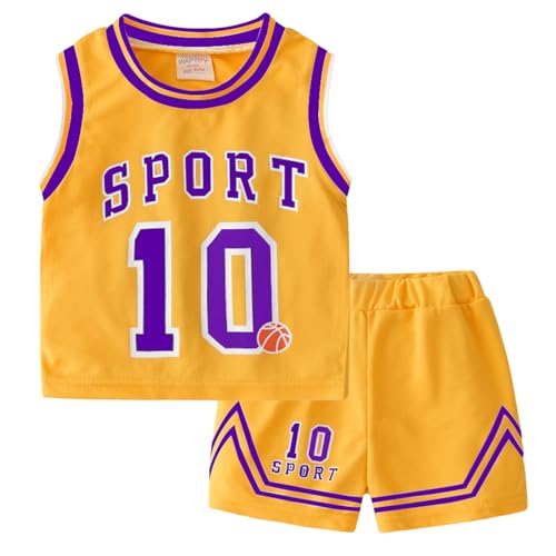 Image of Volunboy Kids Sports Shorts Sets Boys Jerseys Tracksuit 2 Piece Basketball Performance Tank Top and Mesh Shorts Set