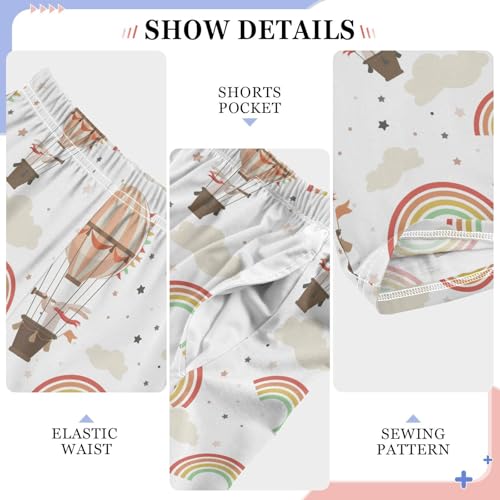 Bunny Hot Air Balloon Boys Long Pants Soft Trousers Elastic Waist Kids Lounge Bottoms with Pockets S-XL4