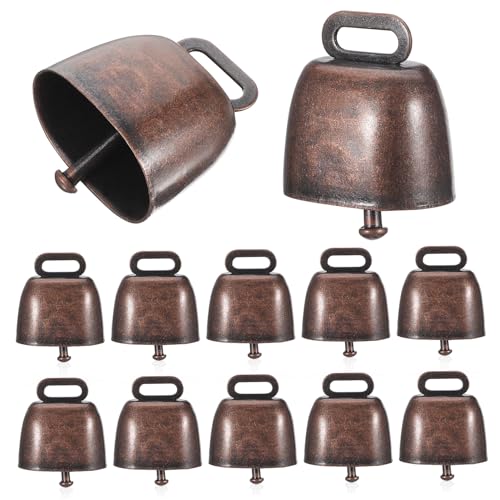FONDOTIN Loud Vintage Bell Set 12 Pcs Metal Cattle Bells Sheep Bells Large Animal Gate Metal Bell Farm Animal Bell Metal Bells