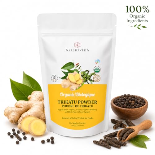 Image of Organic Trikatu Powder Churna 100g | Pure Herbal Supplement with Ginger, Pippali & Black Pepper | Natural Metabolism Booster & Digestive Wellness for Weight Management | USDA Certified