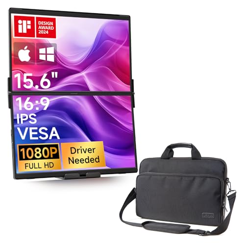 Image of JSAUX FlipGo Pro 15.6 inch 1080P Dual Screen Portable Monitor & Carry Bag
