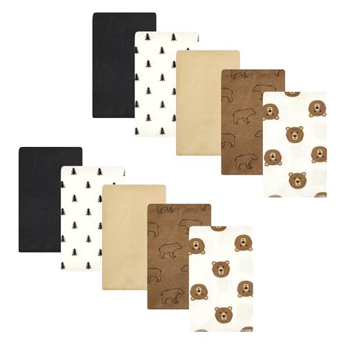 Image of Hudson Baby Unisex Baby Cotton Poly Flannel Burp Cloths, Brown Bear 10 Pack, One Size