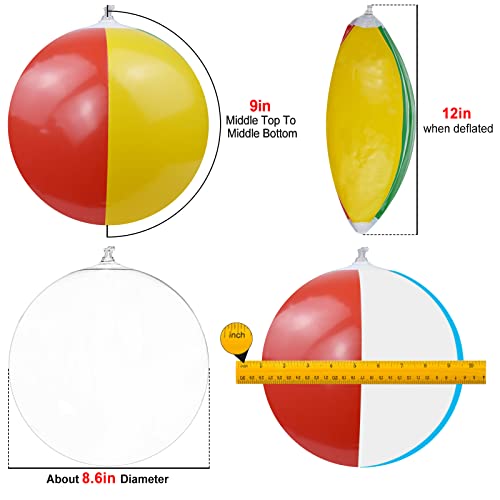 Inflatable Beach Balls [14 Pack], Beach Balls Bulks 12 Inch Swimming Pool Ball Water Beach Toys For Kids Adult Summer Beach Party Supplies, Small Beach Ball 8.6 '' To 12 '' From Blow Up To Deflated #TOP1