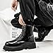 Men's Black Patent Leather Platform Combat Boots Fashion Comfort Side Zipper Wide Toe Lace Up Chunky Lug Sole High Top Motorcycle Boots Comfort Waterproof Non-Slip Plush Casual Ankle Booties (black,11)