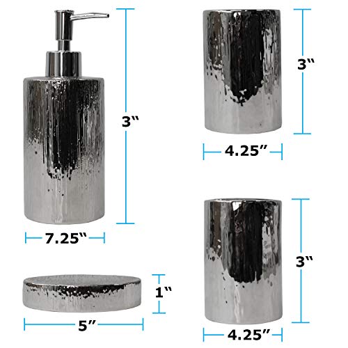 Blue Donuts Bathroom Accessories Set, Toothbrush Holder, Soap Dispenser, Silver, Ceramic, 4 Piece - Thumbnail 2