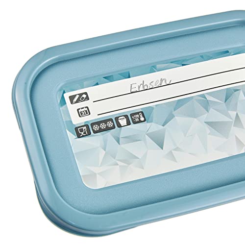 keeeper Tiefkühldosenset 5-teilig, Wiederbeschreibbarer Deckel, 5 x 500 ml, 15,5 x 10,5 x 6 cm, Mia Magic Ice, Nordic Blue