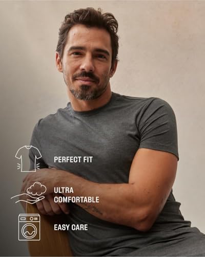 Image of True Classic Men's Cotton Blend Round Neck T-Shirt, Half Sleeve, Black