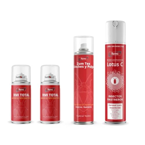 Remi Hogar Pack Productos Anti Chinches Cama Efectivo | Fumigar | Laca Insecticida Especial Tejidos (Elimina Pulgas y Ácaros) | Bombas descarga total