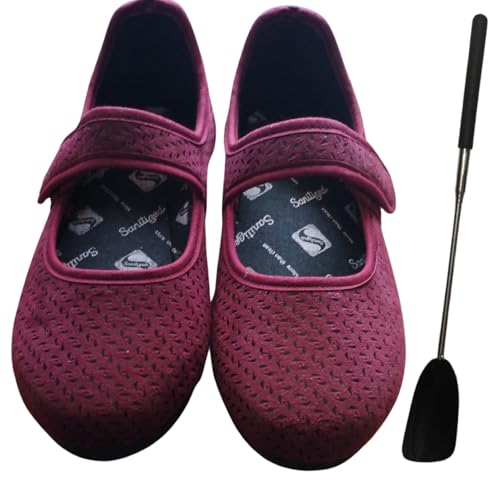 Zapatos Ortopédicos Mujer - Zapatillas Horma Ancha – Cómodas – Pies Delicados – Merceditas - Vestir (Rojo, Sistema Tallas Calzado EU, Adulto, Números, 3X-Ancho, 39)