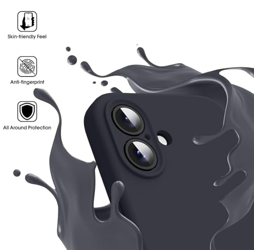 Image of mobistyle Designed for iPhone 16 Plus | Soft Silicone Liquid Protective | Microfiber Lining Phone Back Cover Case for iPhone 16 Plus (Black)