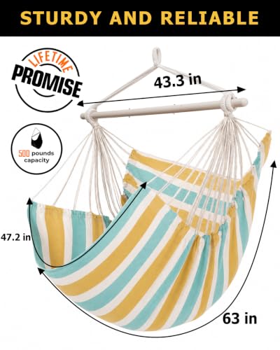 Image of ADVOKAIR Hammock Chair Swing, Heavy-Duty Hanging Rope Swing Seat Supports 500 Lbs, Ideal for Outdoor Patio, Backyard, Porch, Deck & Indoor Bedroom Use