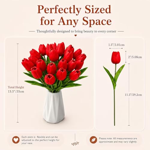 Image of Mandy's 20pcs Artificial Red Tulips