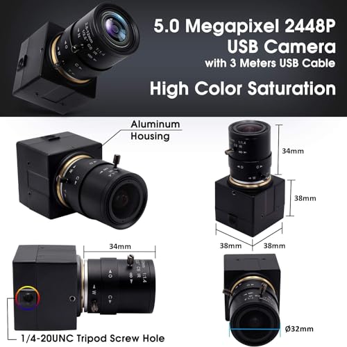 Webcam industrielle USB 5 MP varifocal objectif 2.8-12mm mini UVC - 5