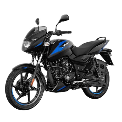 Image of Bajaj Pulsar 125 Di Carbon Ug Motorcycle /Motorbike - Ebony Black & Blue Decals - Ex-Showroom