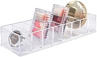 Acrylic Compact Holder Clear Makeup Organizer Drawer Organiser with 8 Compartments for Eye Shadows Blusher Compact Powder Lipstick Dresser Bedroom Bathroom(25.5 * 9 * 4.7cm)