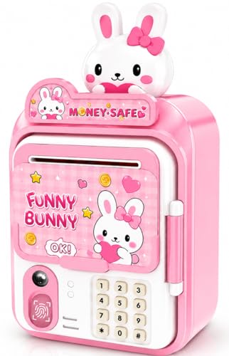 Image of Magicwand ATM Piggy Bank|Mini ATM|Coin Bank Money Saving Box with Password,【Pink】 Kids Safe Money Bank for Kids with Auto Grab Note Slot