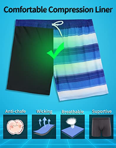 LUCOWEE Mens Swim Trunks with Compression Liner no Chafe Boxer Brief Lined Swimming Trunks Quick Dry UPF 50+ Stretchy 5/7 inch Inseam Bathing Suit Shorts Size Small 28-303