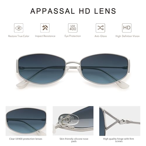 Retro Oval Sunglasses For Women Men Hexagonal Rectangle Metal Frame Sun Glasses AP3625