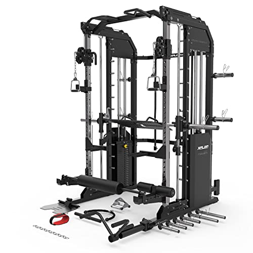 XPLON Tower7 Kraftstation Multipresse Klimmzugstation inkl. 240kg Steckgewichte mit Hantelbank Ø30mm / 50mm – Bild 3
