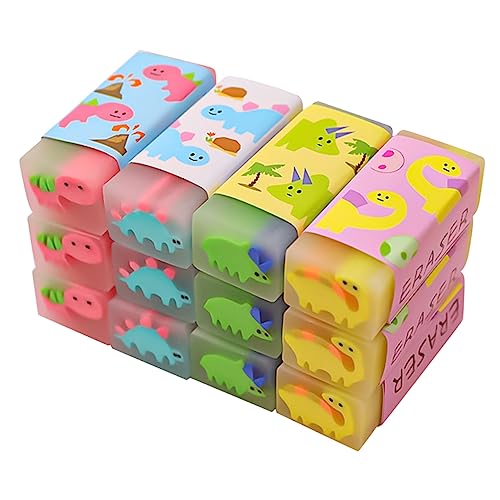 GARIOUANS 12個な恐竜デザイン 学校用かわいい消し 文具アクセサリー メンズ レディース 小学生向け 携帯便利 動画子供用