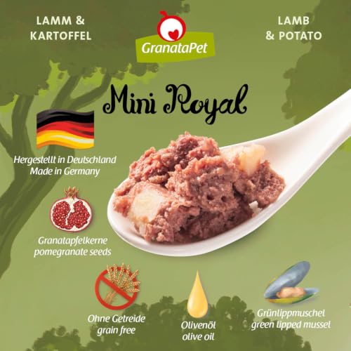 GranataPet Mini Royal Lamm & Kartoffel, Nassfutter für Hunde, Hundefutter ohne Getreide & ohne Zuckerzusatz, Alleinfuttermittel für ausgewachsene Hunde, 11 x 150 g