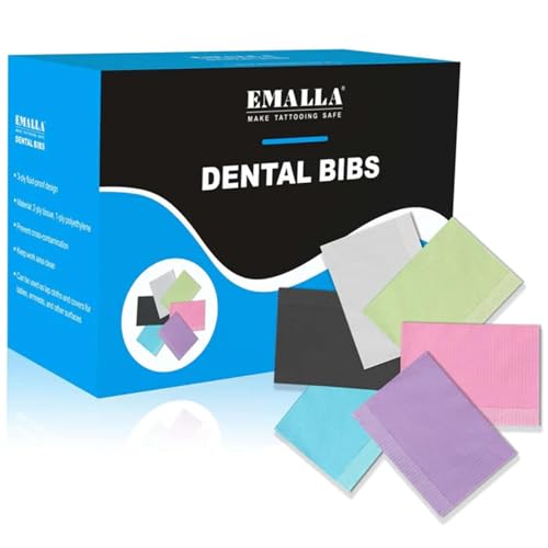 125pièces Bavoirs Dentaires Noir Protection Table Tatouage Bavoirs Papier Imperméable 3 Plis Pour Tatouage Accessoires pour Ongles pour le Salon de Manucure