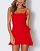 Relipop Women's Dress Spaghetti Strap Waist Tie Knot Wrap Front Ruffle Hem Short Dress Red