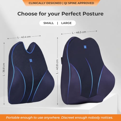 Image of Back Support for Office Chair | 5-Year Warranty | Premium Memory Foam Lumbar Support Pillow | Orthopedic Backrest for Lower Back Pain Relief | Ergonomic Chair & Car Cushion (XL) (Blue)