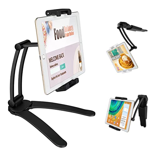 Soporte Tablet Pared, Upkey Multiángulo Soporte Tablet para Movil y Tabletse 2 en 1 de Pared / Escritorio para Tableta de Cocina con ángulos de visión de 360 °