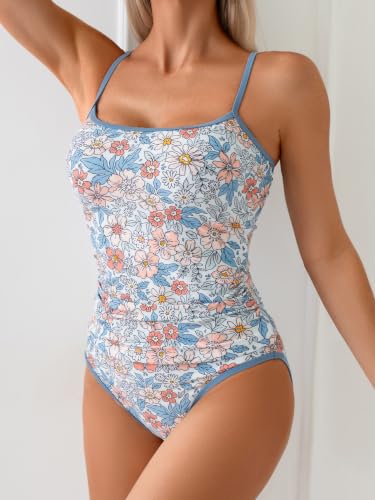 Image of Eomenie Women's Tankini Swimsuits Two Piece Tummy Control Bathing Suit Color Block Slim Swimwear with High Waisted Bottom