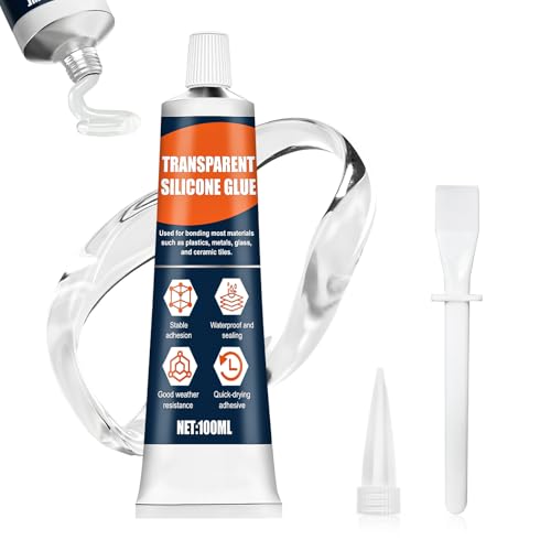 Allisway Silicona Transparente, 100ml Silicona Neutra Transparente, Impermeable, Resistente a la Humedad, Secado Rápido y Resistente a la Temperatura, Apto Para Metales, Vidrio y Electrodomésticos