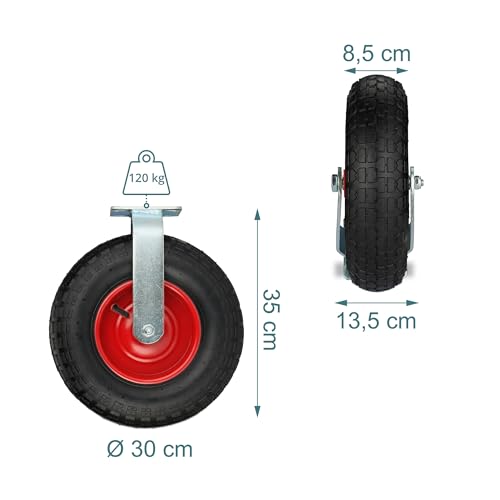 Roulette fixe caoutchouc haut de gamme Relaxdays plaque acier durable - 4