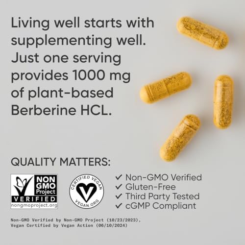 Image of Sports Research Berberine 1000mg, 60 Veggie Capsules | Herbal Ayurvedic Metabolic Health Support | Vegan Certified, Gluten-Free, Non-GMO - 30 Servings