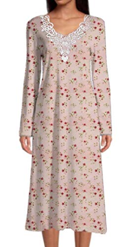 Home Care Line Dignity pajamas Womens Printed SO Soft Long Sleeve Adaptive Open Back Hospital Gown Hospice Nightgown (Pale Pink, S-M)