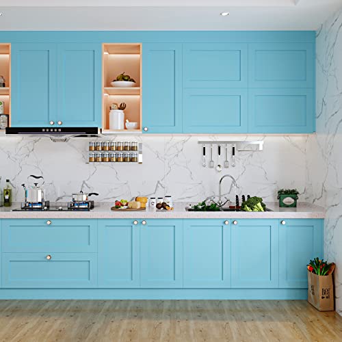VaryPaper Peel and Stick Light Blue Wallpaper 40cmx200cm Removable Blue Contact Paper for Kitchen Countertops Sticky Back Plastic Vinyl Wrap for Furniture Worktop Vinyl Covering Living Room Bedroom - Image 4
