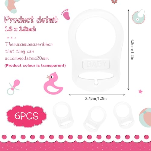 Silikon-Knopf-Ring, 6 Stück Schnuller Adapter,Silikon Baby Dummy Schnuller Halter Clip Adapter Ring für Schnuller, Silikon-Knopf-Ring (Transparente Farbe)