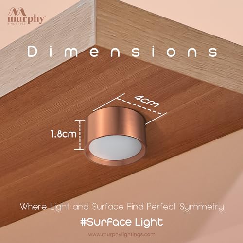 Image of Murphy 3 Watts Rose Gold Finish Led Surface Panel, Cabinet, Wardrobe Light, Edge Round Style Flush Mount Ceiling Lamp, Pack of 10 (Warm White,Aluminum) with 2 Year Warranty