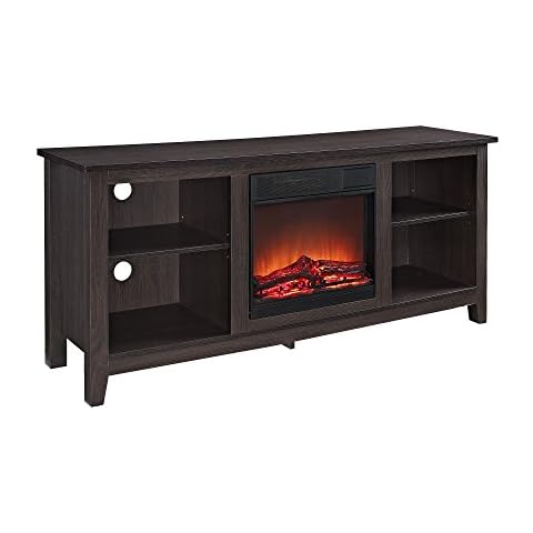 Eden Bridge Designs 58" Traditional Rustic Country Fireplace TV Stand, High-Grade MDF, Corner TV Console and Storage Cabinet, Espresso, One Size Cover