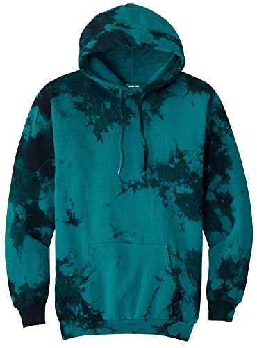 Joe's USA Crystal Tie-Dye Pullover Hoodie-M-Teal