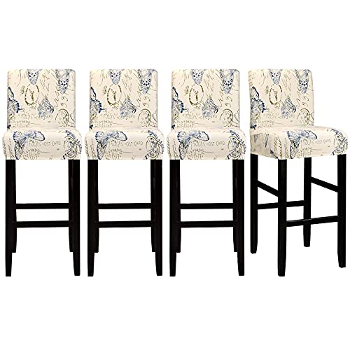 Image of Lellen Bar Stool Chair Covers Set of 4,Jacquard Bar Stool Cover Barstool Covers Slipcovers Stretch Bar Stool Covers with Backs Bar Stool Protector Covers for Kitchen Dining Room Counter Island